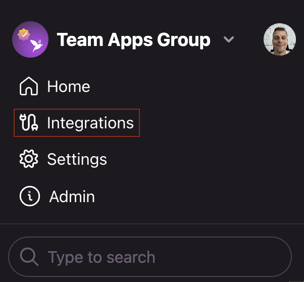 Integrations Menu