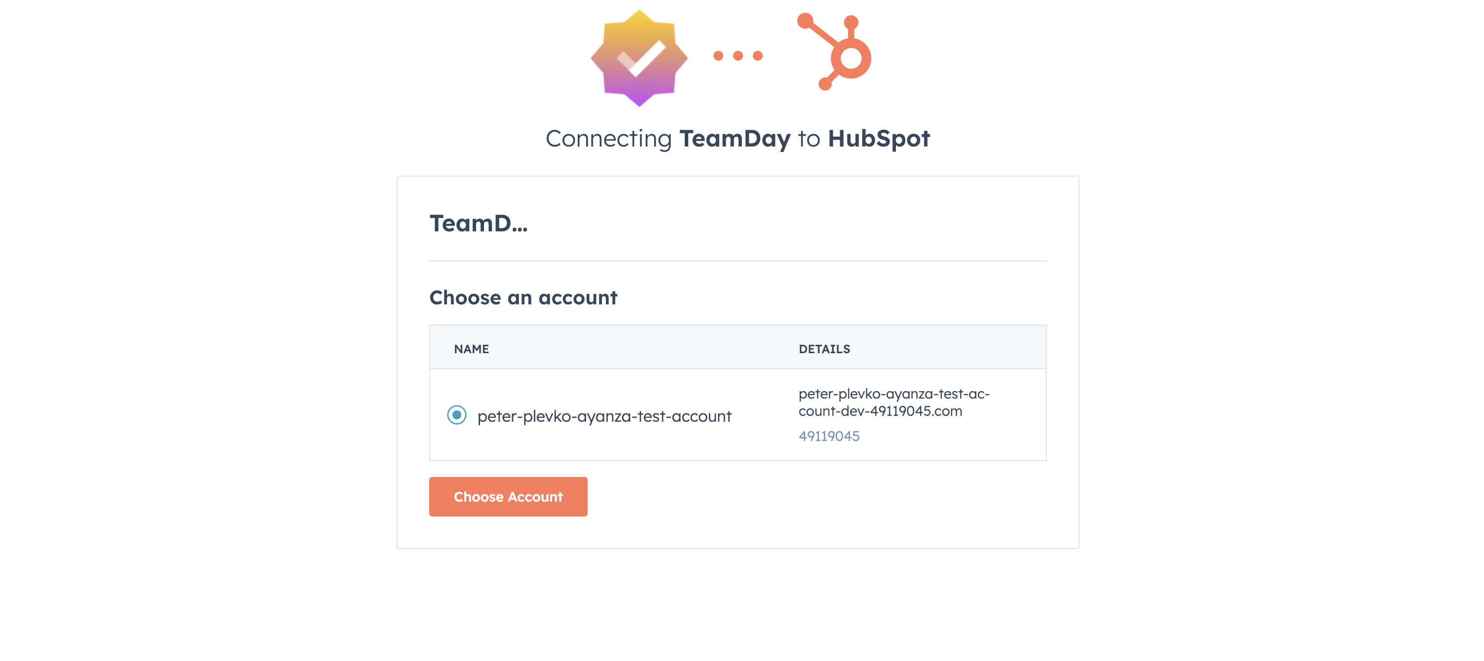 Select HubSpot Account