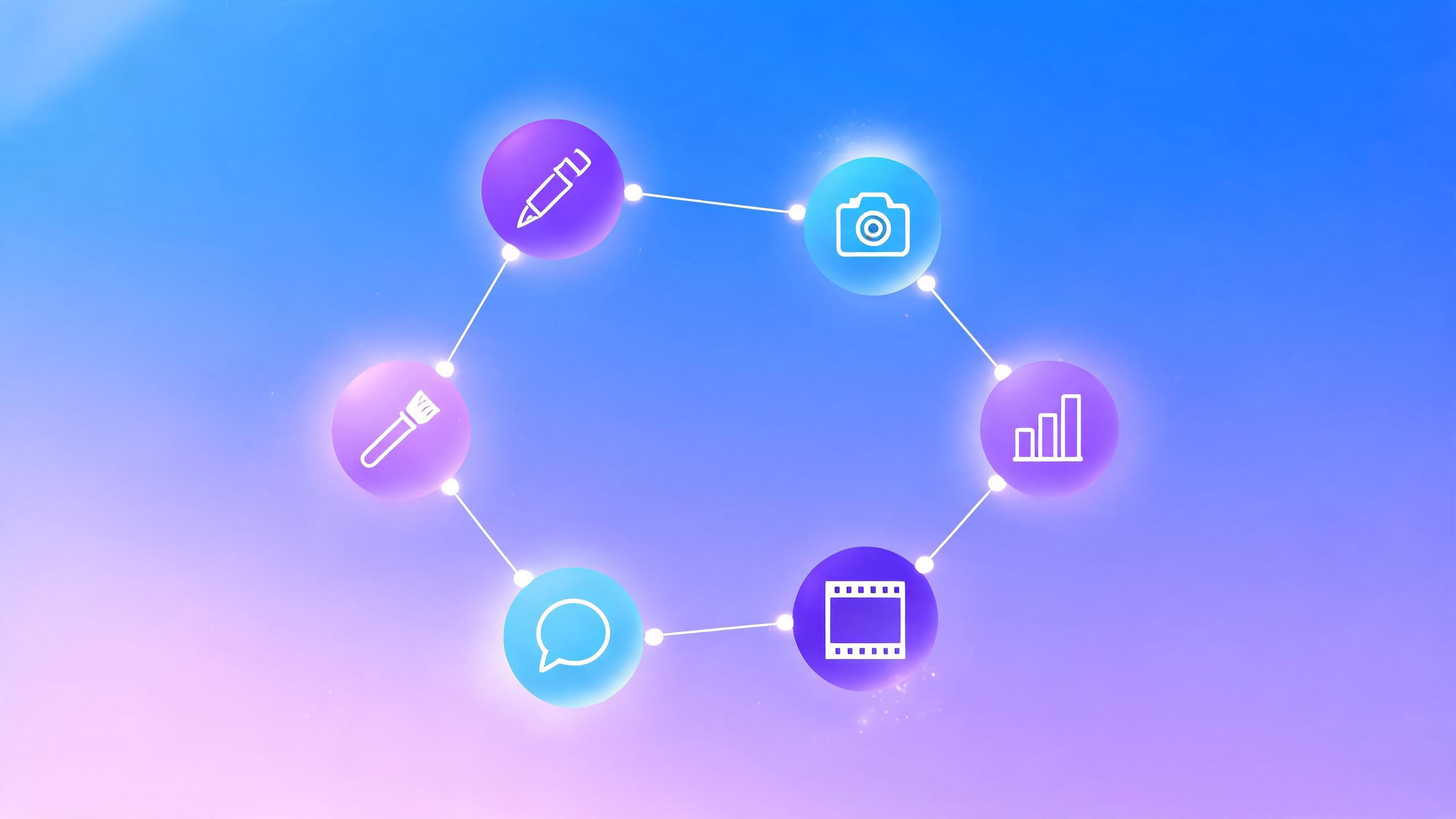 Six coordinated agent roles arranged as one constellation