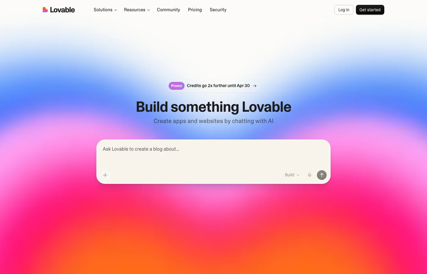 Lovable homepage, from an SEO review Sarah wrote